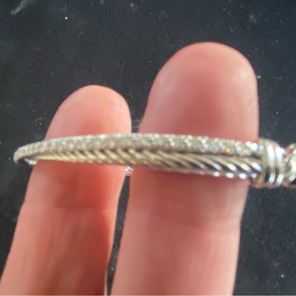 David Yurman Crossover Linked Bracelet in Sterling Silver w/ Diamonds, 3mm - Picture 4 of 5
